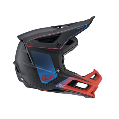 100% Aircraft 2 Helmet Carbon Steel Blue / Neon Red