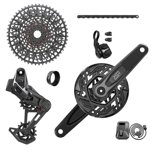 SRAM - X0 T-TYPE EAGLE E-MTB 104BCD TRANSMISSION AXS GROUPSET (RD W/BATTERY/CHARGER/CORD, EC POD ULT, CR 104BCD T-TYPE 34T,CLIP-ON GUARD, CN 126L, CS XS-1295 10-52T) � CRANKS NOT INCLUDED